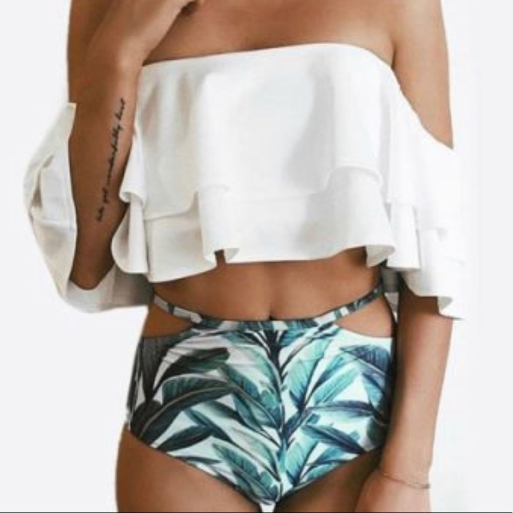 Floral High waisted swimsuit